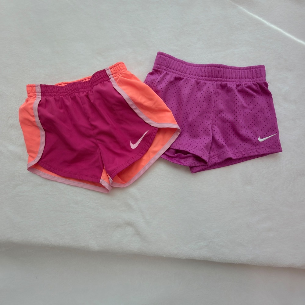 Nike Shorts Bundle Toddler Girls 2T Pink Orange Purple Excellent Dri-FIT Mesh